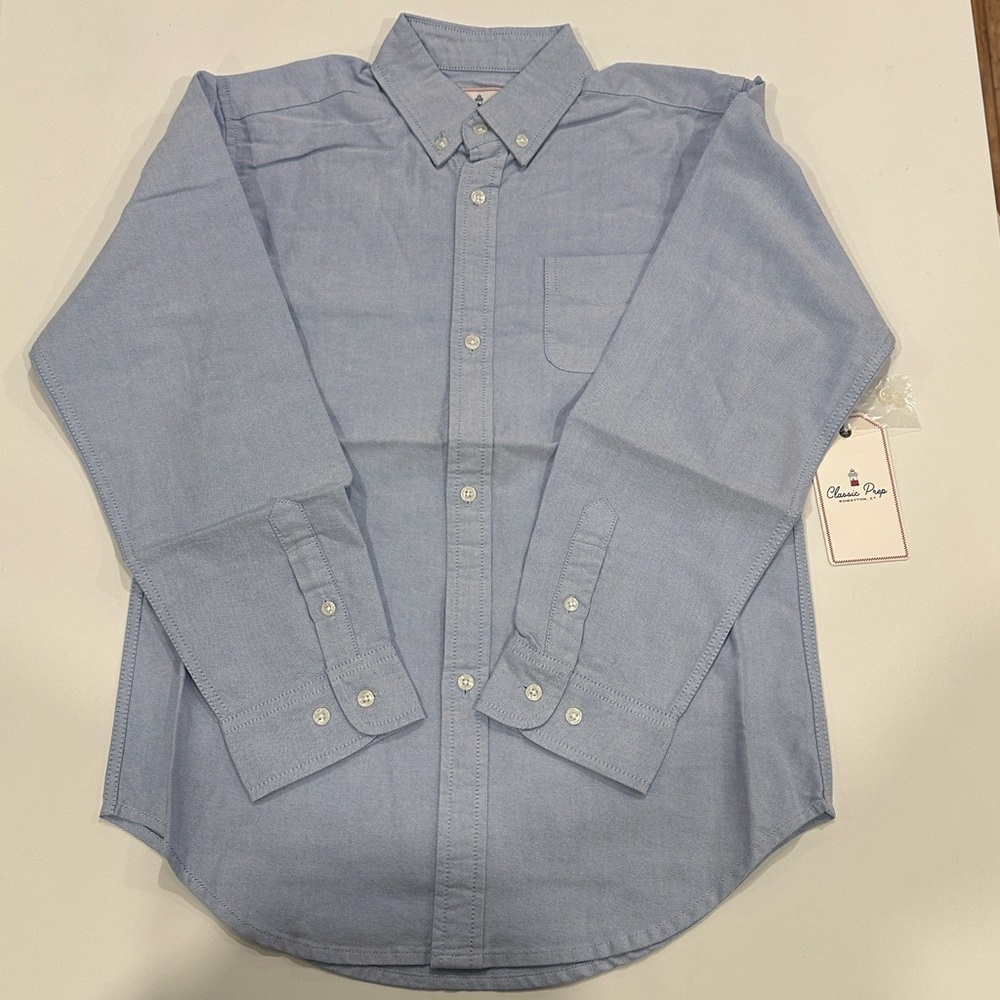 Classic Prep Boys LS Owen Buttondown Oxford Shirt Blue Nantucket Breeze‎ Size 12
